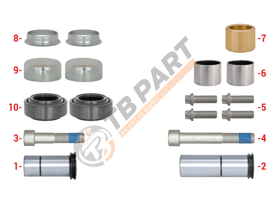 Caliper Guides & Seals Repair Kit ( Bronze Straight Bush )