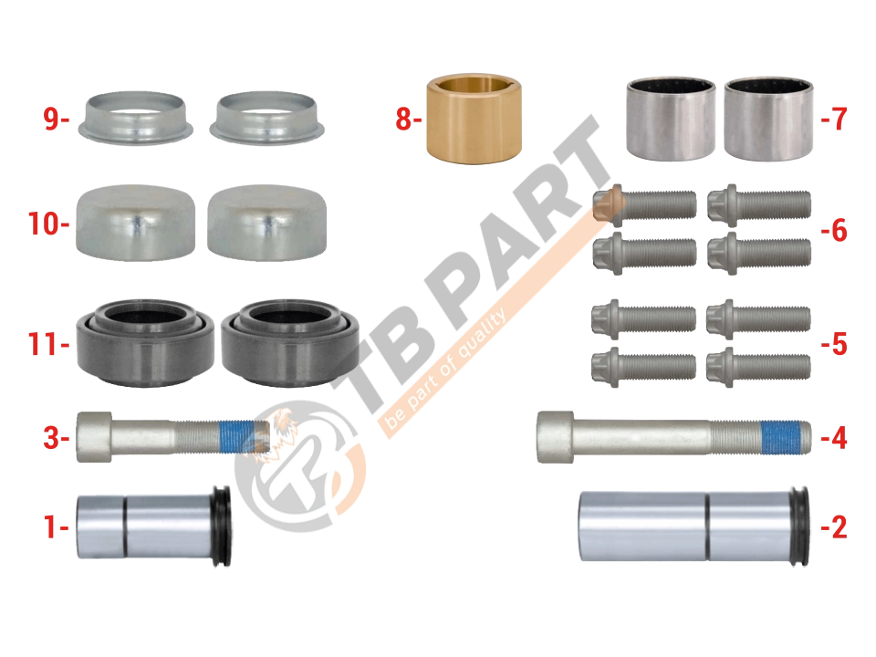 Caliper Guides & Seals Repair Kit ( Bronze Straight Bush )