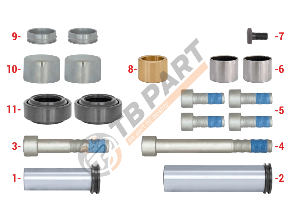 Caliper Guides & Seals Repair Kit ( Bronze Straight Bush )