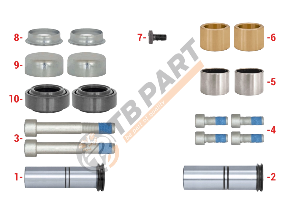 Caliper Guides & Seals Repair Kit ( Bronze Straight Bush )