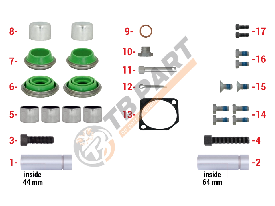 Caliper Guides & Seals Repair Kit