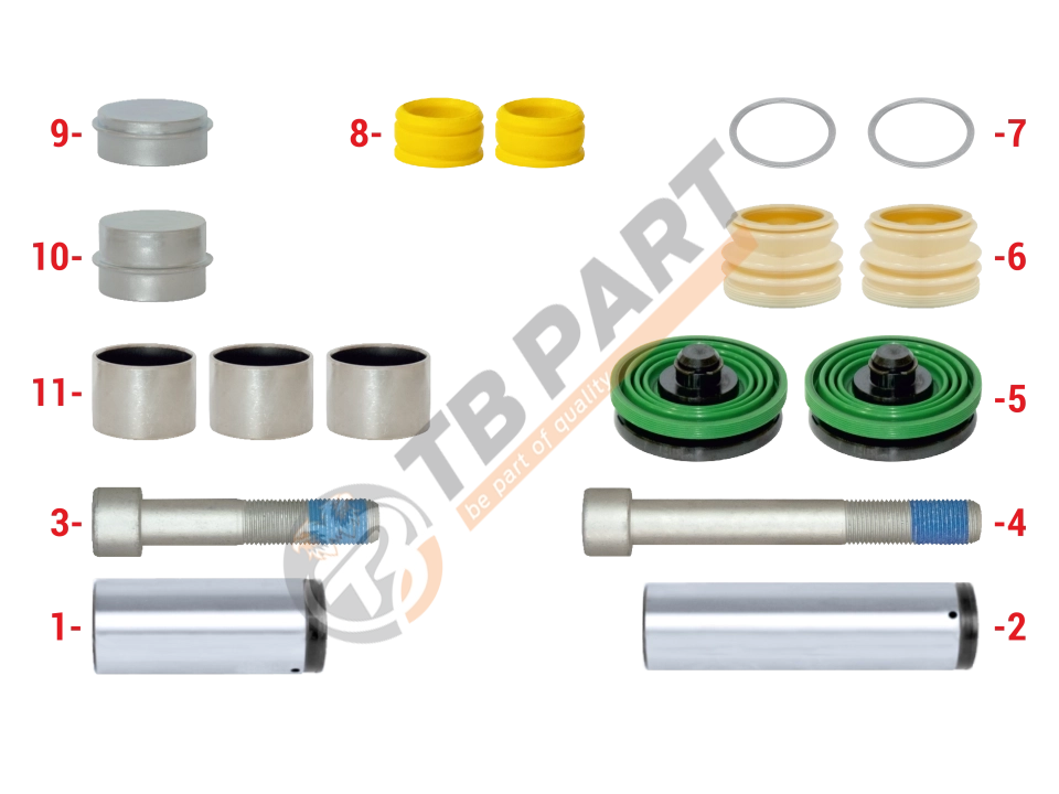 Caliper Guides, Seals & Tappet Repair Kit